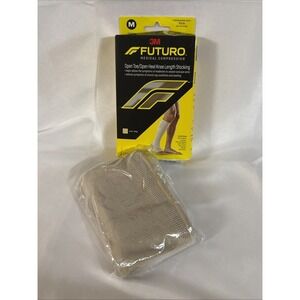 Futuro Open Toe Heel Knee Length Compression Stocking Beige M NIB